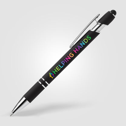 Black (Barrel) Ellipse Softy Recycled Aluminum Pen w/ Stylus + Anti-Fraud Ink