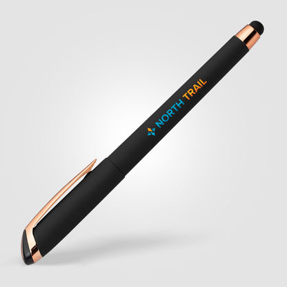 Black (Barrel) Gazelle Gel Softy Rose Gold Pen w/ Stylus