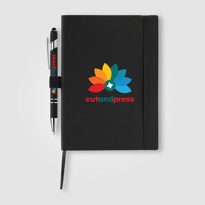 Black (Barrel) Hemingway Recycled Soft Cover Journal & Pen Set - A5 5.5'' x 8.3''