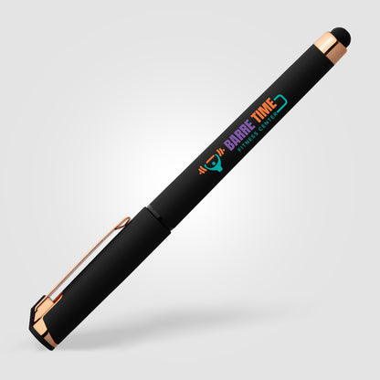 Black (Barrel) Islander Softy Rose Gold Gel Pen w/ Stylus
