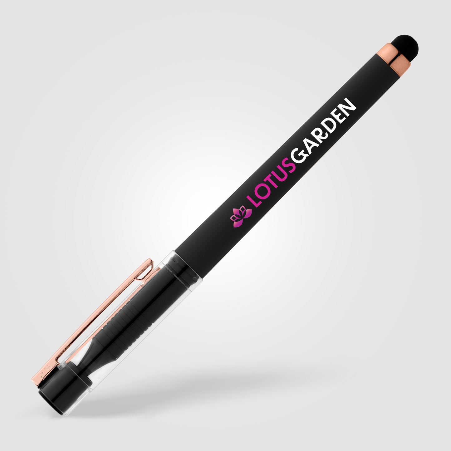Black (Barrel) Kappa Softy Rose Gold Gel Pen w/ Stylus