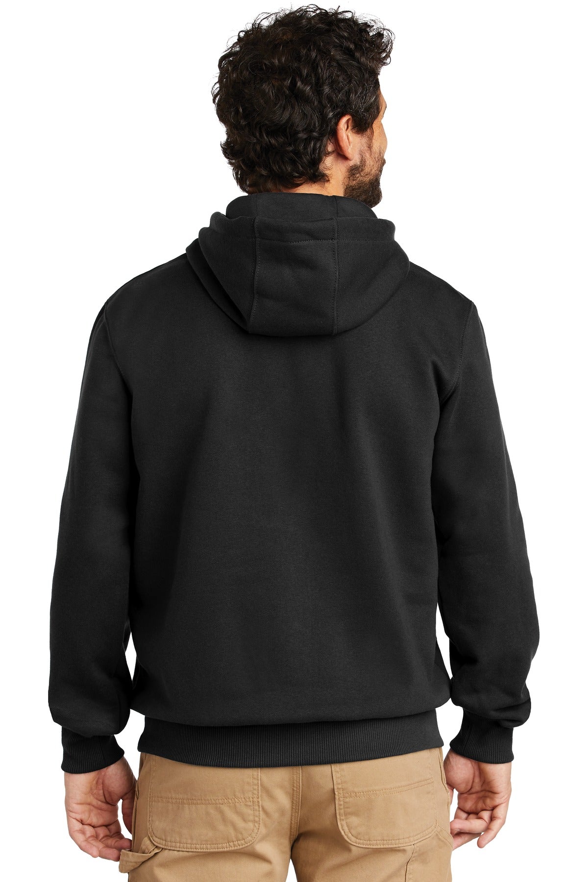 Black Carhartt Rain Defender Paxton Heavyweight Hooded Sweatshirt. CT100615