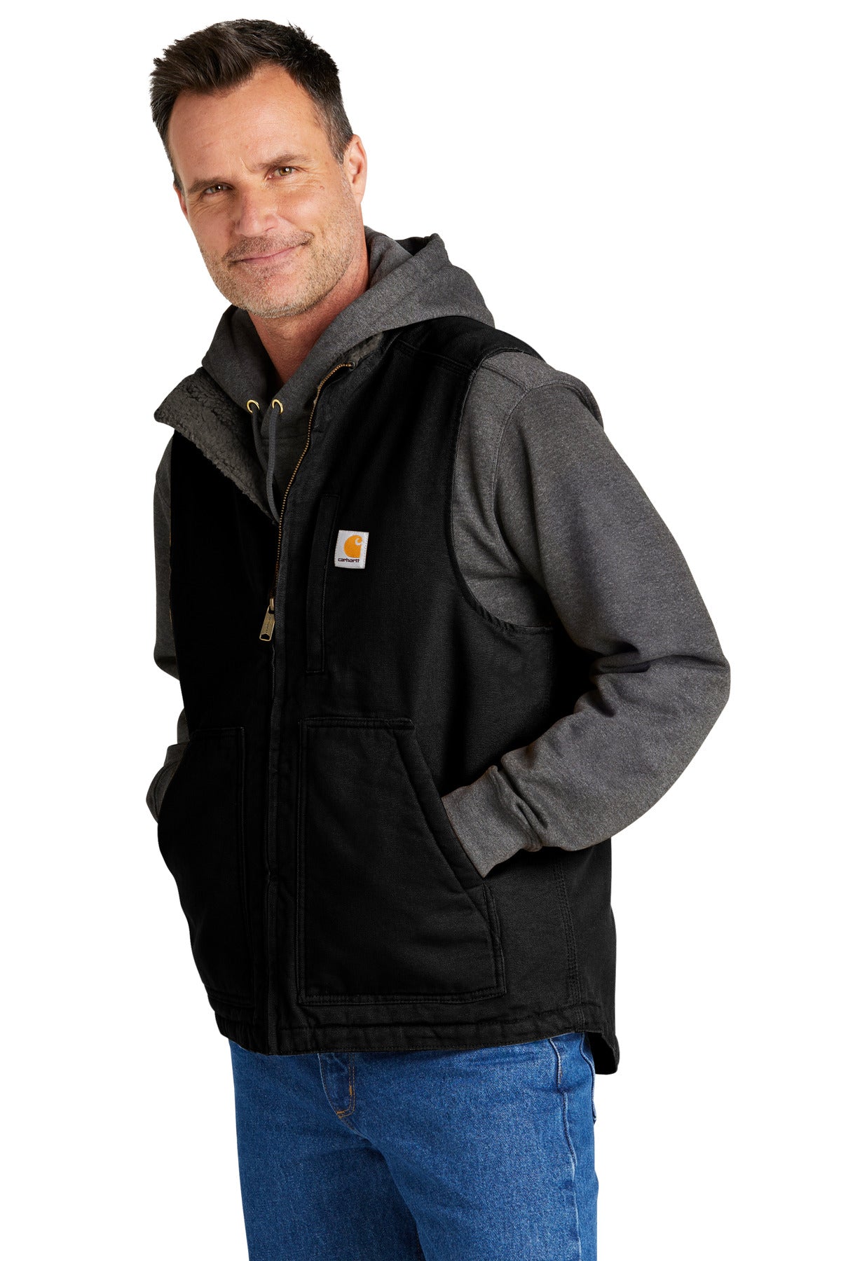 Black Carhartt Sherpa-Lined Mock Neck Vest CT104277
