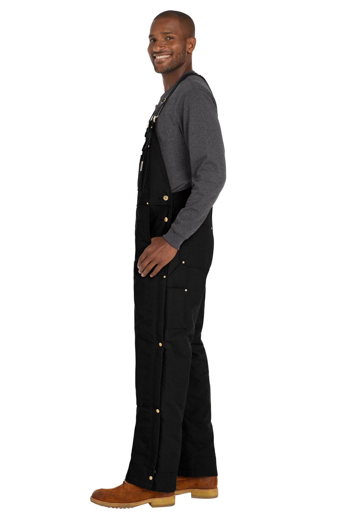 Black Carhartt Short Firm Duck Insulated Bib Overalls CTS106672