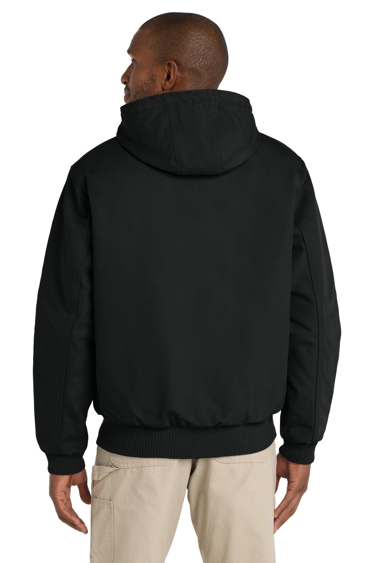 Black Carhartt Tall Quilted-Flannel-Lined Duck Active Jac. CTT106677