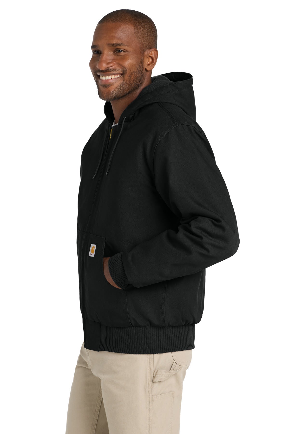 Black Carhartt Tall Quilted-Flannel-Lined Duck Active Jac. CTT106677