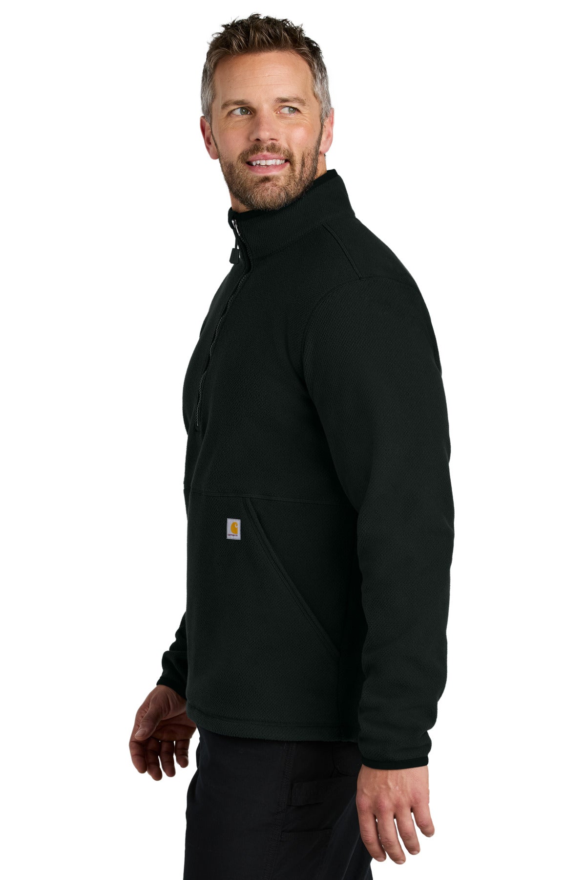 Black Carhartt Textured 1/2-Zip Fleece Jacket CT106417