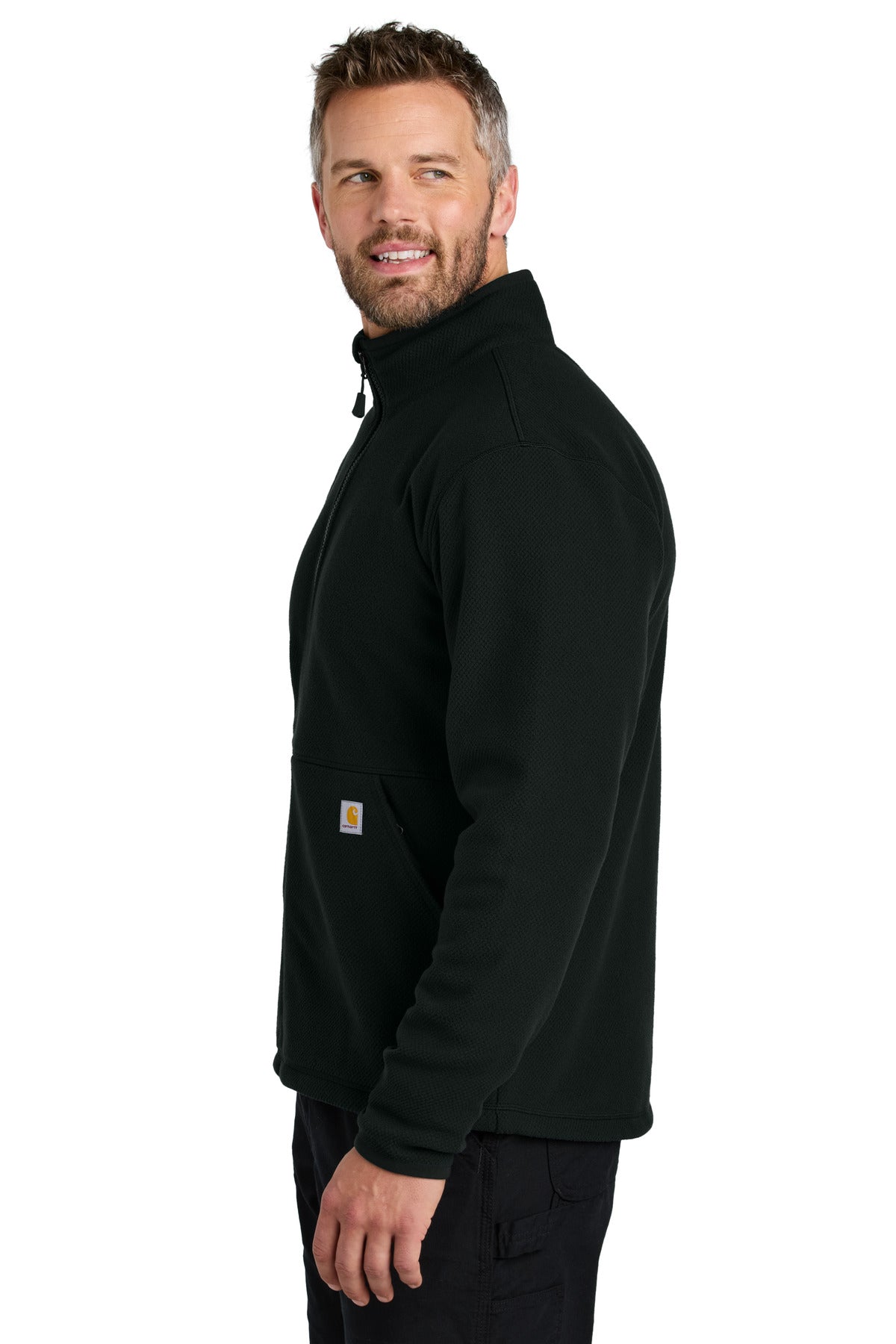 Black Carhartt Textured Full-Zip Fleece Jacket CT106416