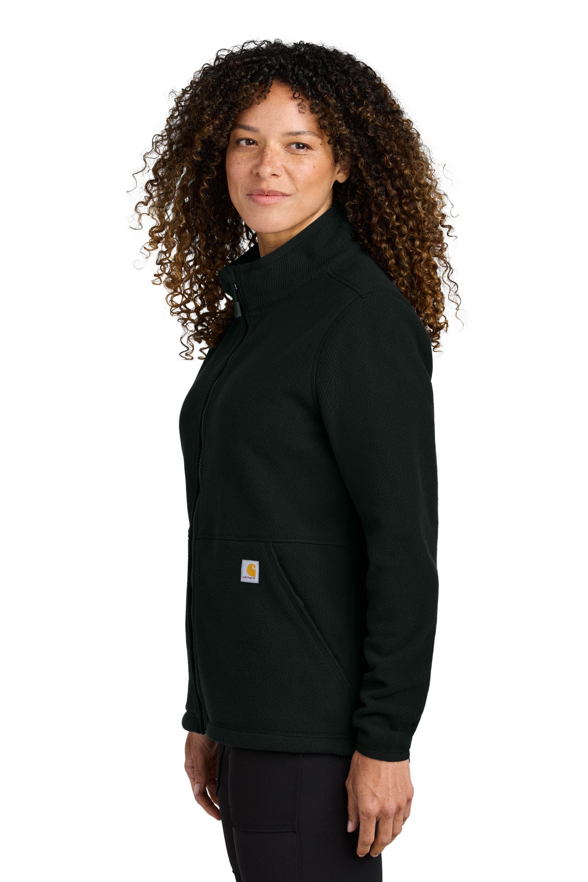 Black Carhartt Women's Textured Full-Zip Fleece Jacket CT106419