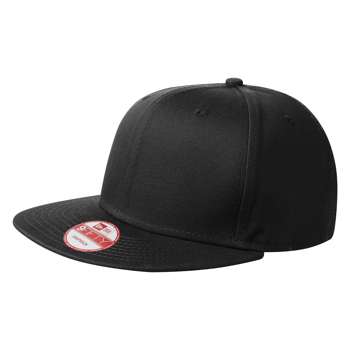 BLACK New Era® Flat Bill Snapback Cap plain grouped