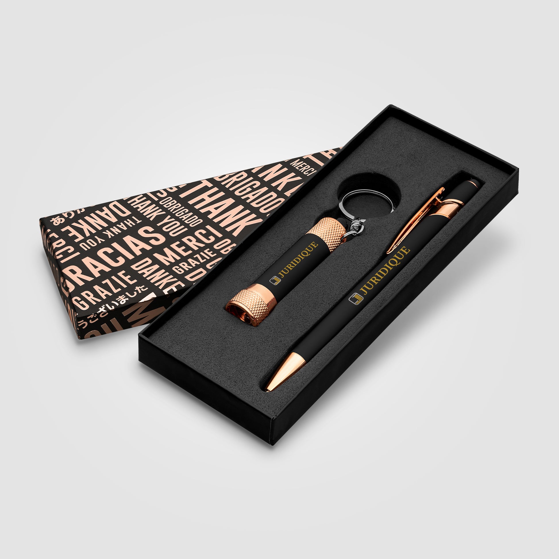 Black (Product 1 Color) Ellipse & Chroma Softy Rose Gold Classic Thank You Gift Set