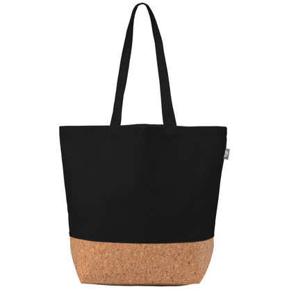 Black (Product) Alentejo - Recycled Cotton Tote Bag with Cork Bottom plain