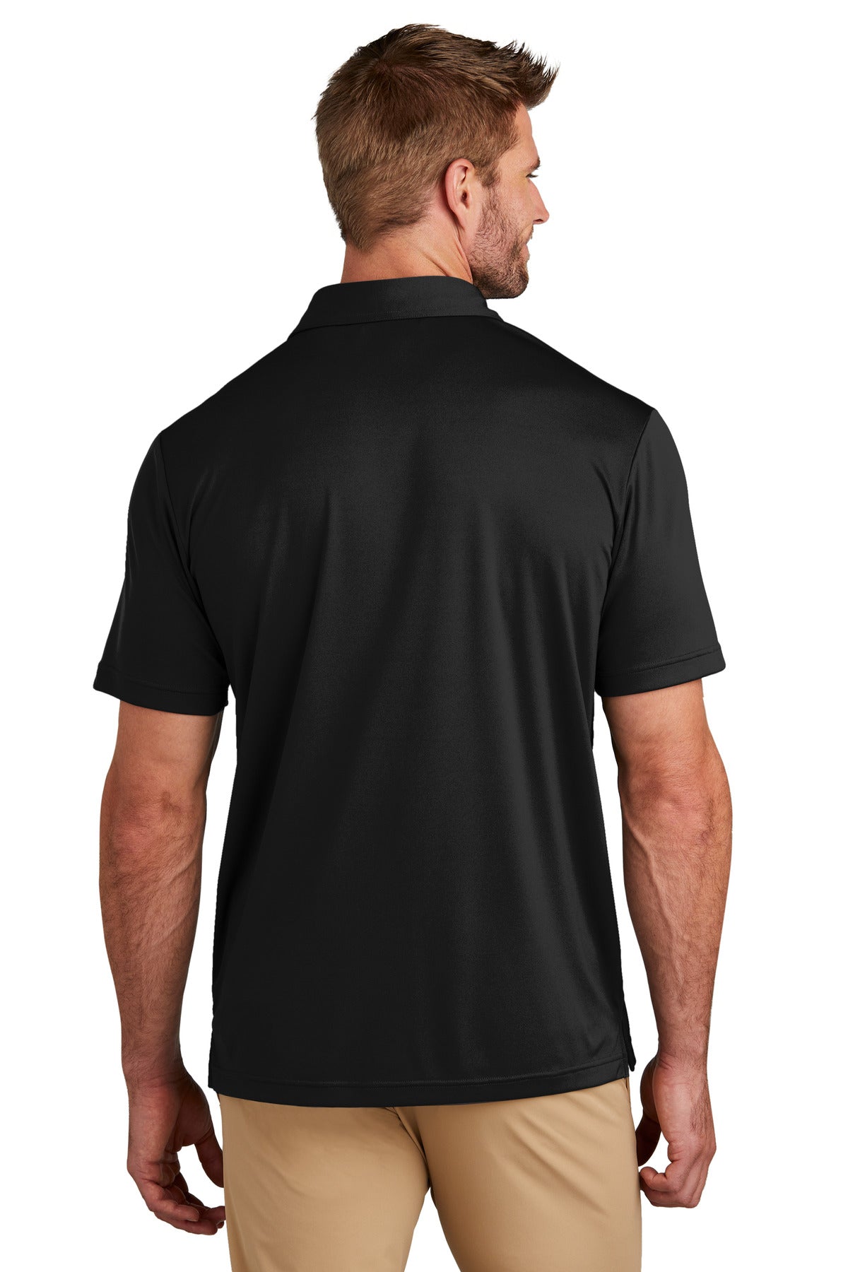 Black TravisMathew Coto Performance Chest Stripe Polo TM1MY400