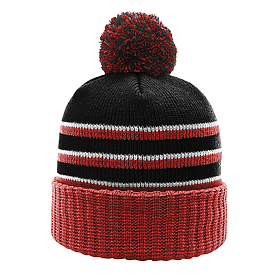 BLACK/RED/WHITE Richardson Stripe Pom Baenie