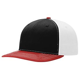 BLACK/WHITE/RED Richardson Twill Back Trucker Cap
