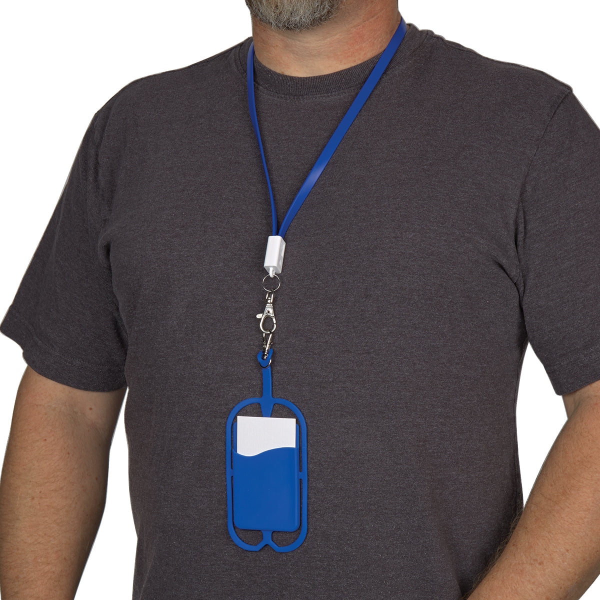 BLUE 2-In-1 Charging Cable Lanyard With Phone Holder & Wallet  grouped