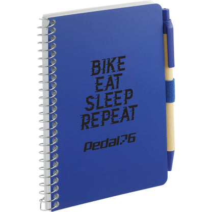 Blue 4" x 6" FSC® Mix Pocket Spiral Notebook with Pen