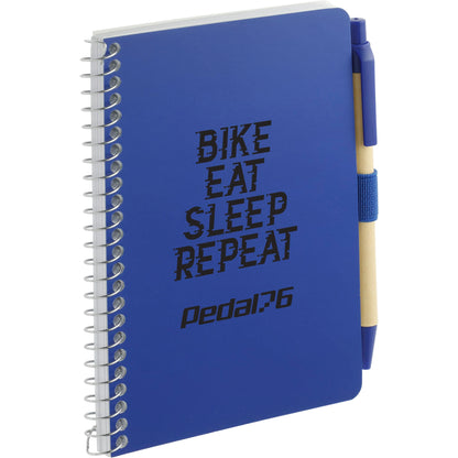 Blue 4" x 6" FSC® Mix Pocket Spiral Notebook with Pen