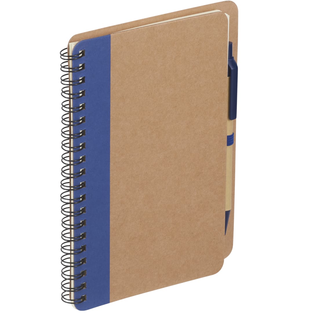 Blue 5" x 7" FSC® Mix Eco Spiral Notebook with Pen plain