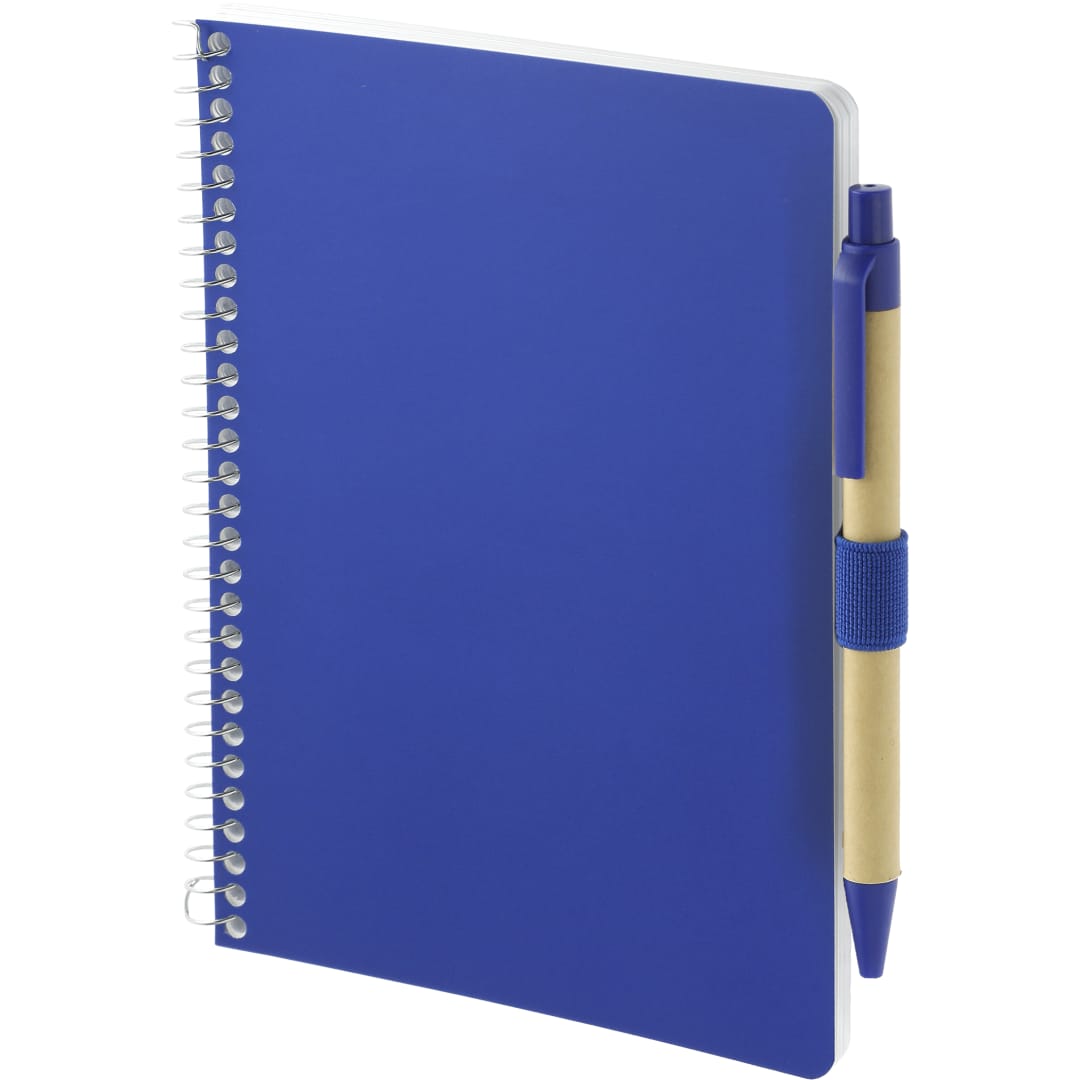 Blue 5” x 7” FSC® Mix Spiral Notebook with Pen plain