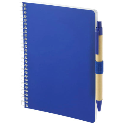 Blue 5” x 7” FSC® Mix Spiral Notebook with Pen plain