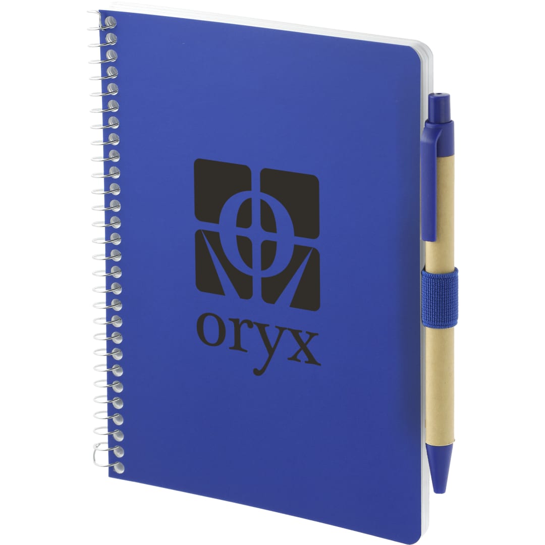 Blue 5” x 7” FSC® Mix Spiral Notebook with Pen