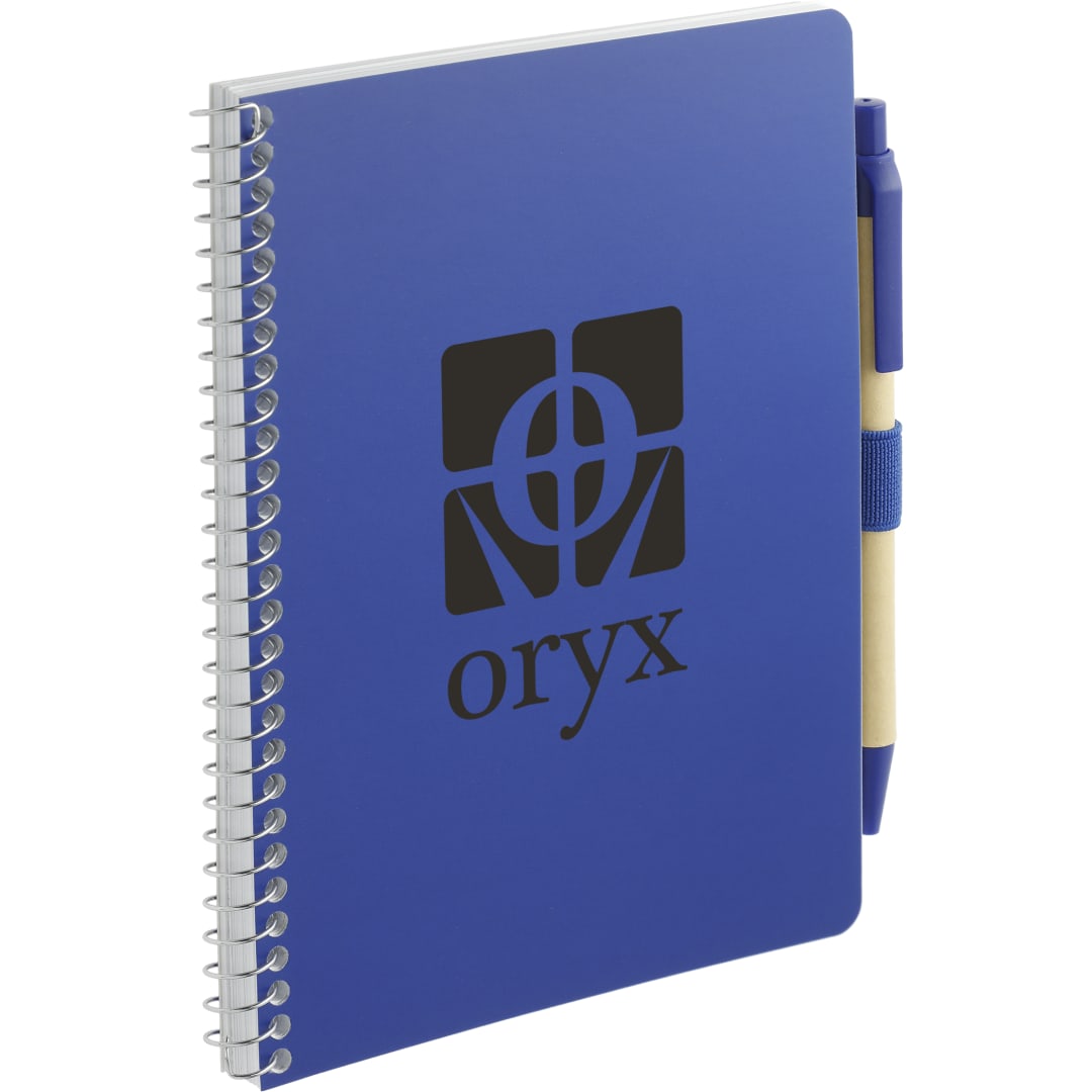 Blue 5” x 7” FSC® Mix Spiral Notebook with Pen
