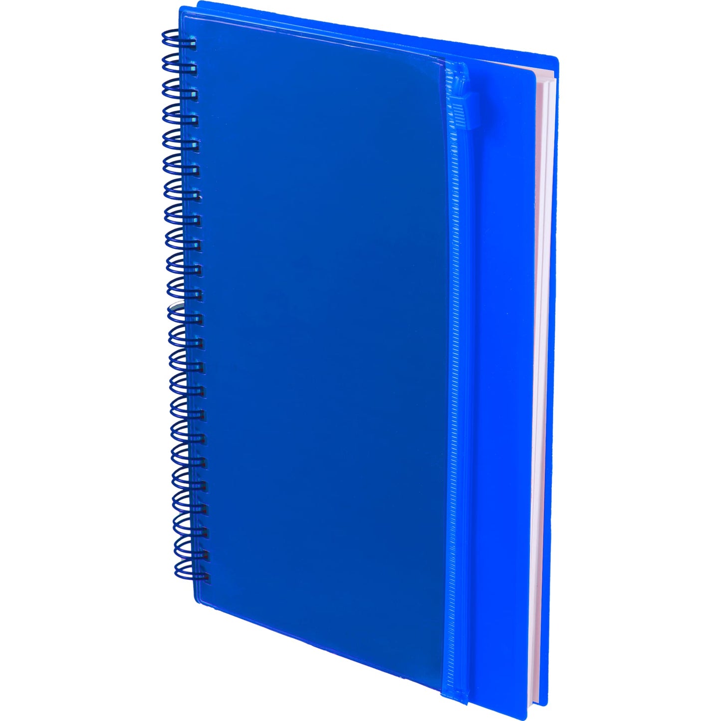 Blue 5.5" x 8.5" Spiral Notebook with Clear Pocket plain