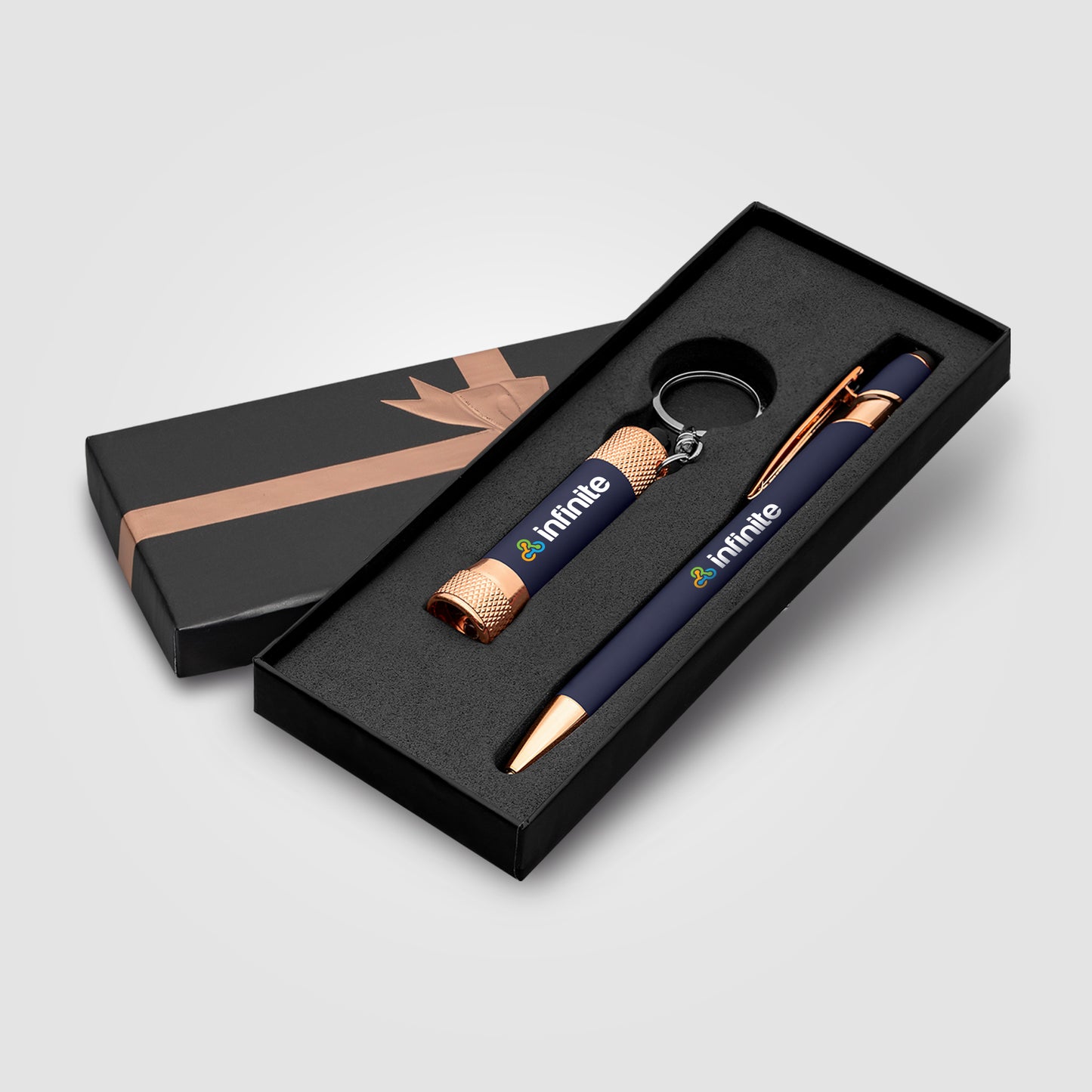 Blue (Product 1 Color) Ellipse & Chroma Softy Rose Gold Classic Ribbon Gift Set