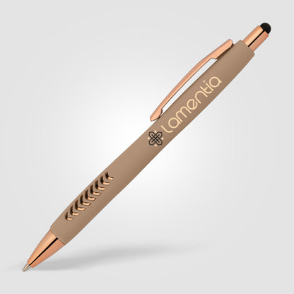 Brown (Barrel) Avalon Softy Rose Gold Designer Pen w/ Stylus