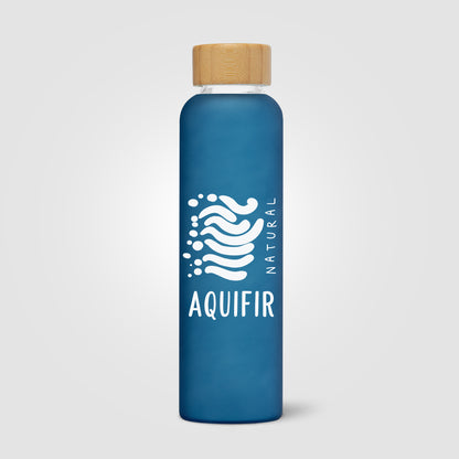 Brown (Lid) Lucerne - 20 oz. Frosted Borosilicate Glass Bottle with Bamboo Lid