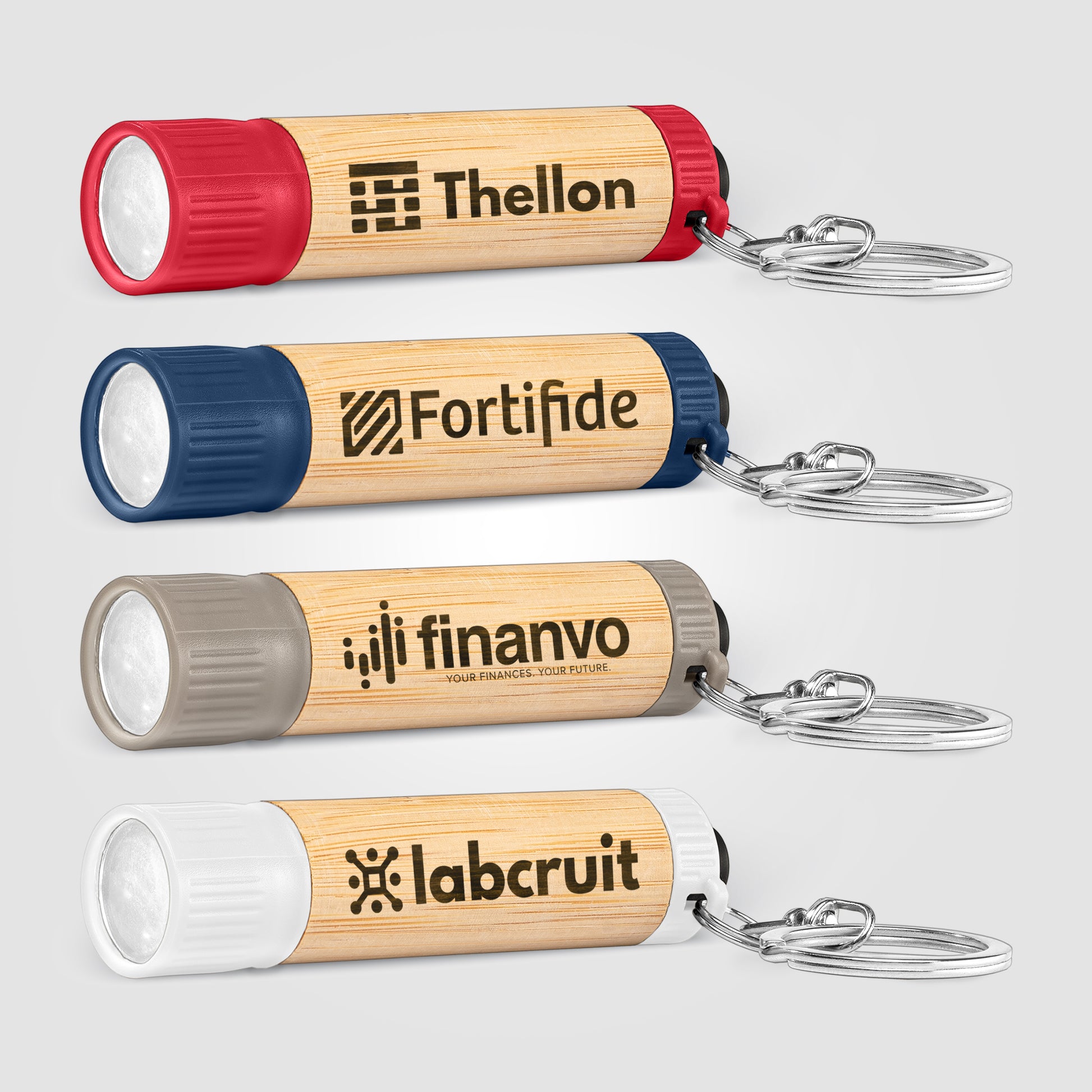 Brown (Product) Bamboo LED Flashlight with Keyring