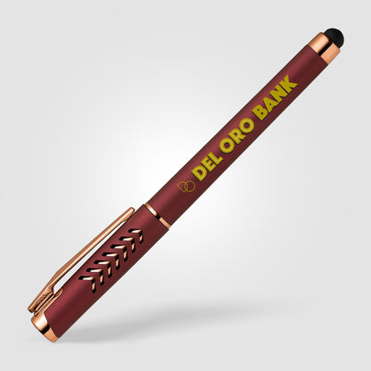 Burgundy (Barrel) Hollywood Rose Gold Gel Pen w/Stylus