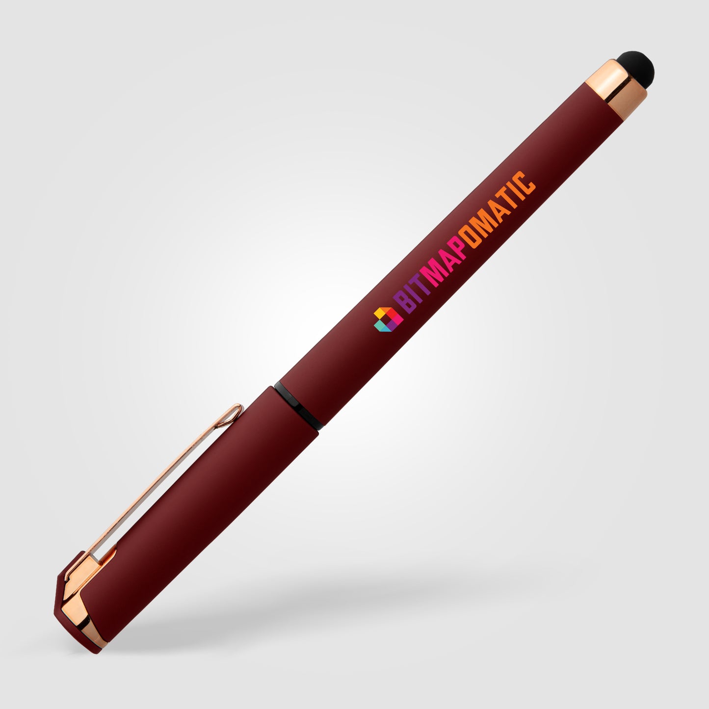 Burgundy (Barrel) Islander Softy Rose Gold Gel Pen w/ Stylus