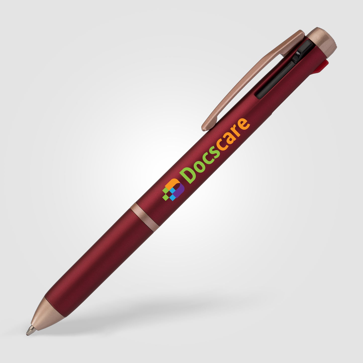 Burgundy (Barrel) Trio Rose Gold Multi-Ink Pen