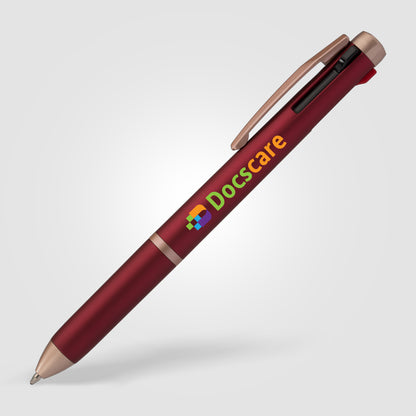 Burgundy (Barrel) Trio Rose Gold Multi-Ink Pen