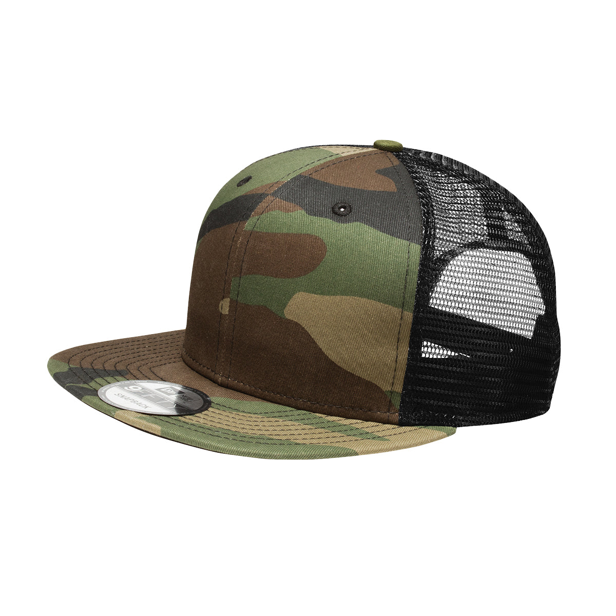 CAMO/BLACK New Era® Original Fit Snapback Trucker Cap plain grouped