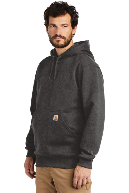 Carbon Heather Carhartt Rain Defender Paxton Heavyweight Hooded Sweatshirt. CT100615