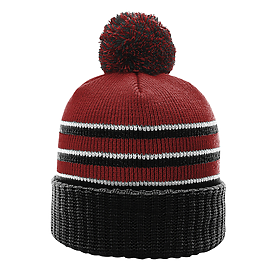 CARDINAL/BLACK/WHITE Richardson Stripe Pom Baenie