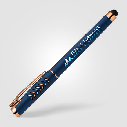 Dark Blue (Barrel) Hollywood Rose Gold Gel Pen w/Stylus