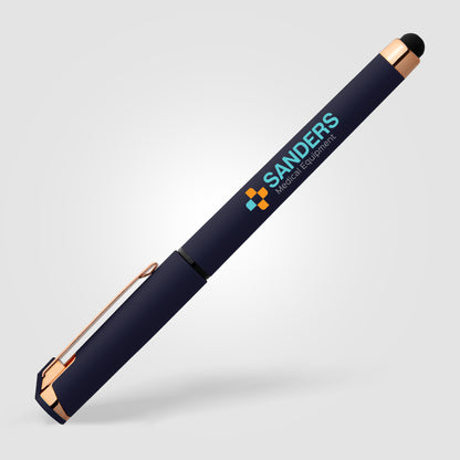 Dark Blue (Barrel) Islander Softy Rose Gold Gel Pen w/ Stylus