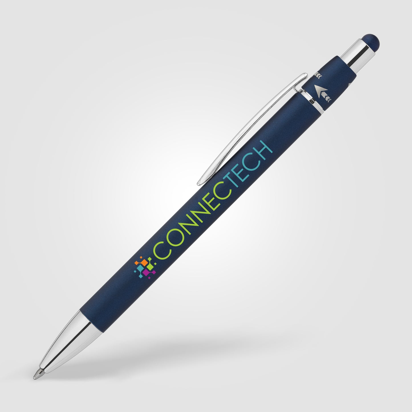 Dark Blue (Barrel) Orbit Spinner Chrome Metal Pen w/ Stylus