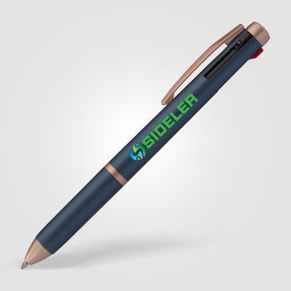 Dark Blue (Barrel) Trio Rose Gold Multi-Ink Pen