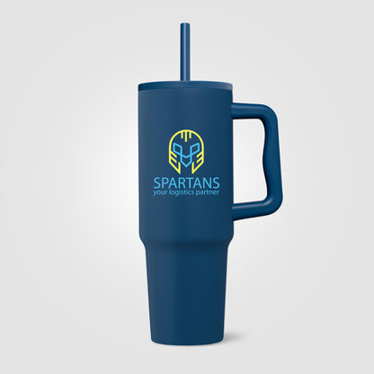 Dark Blue (Lid) Polar Pro - 40 oz. Double-Wall Recycled Stainless Steel Tumbler with Straw