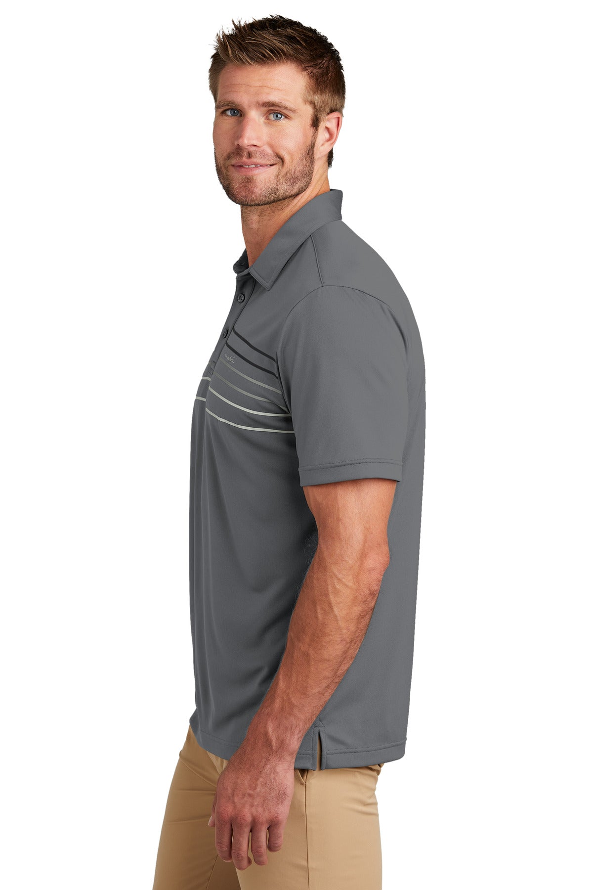 DarkGrey TravisMathew Coto Performance Chest Stripe Polo TM1MY400