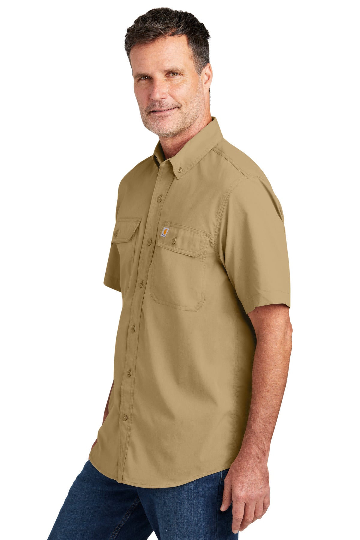 DarkKhaki Carhartt Force Solid Short Sleeve Shirt CT105292