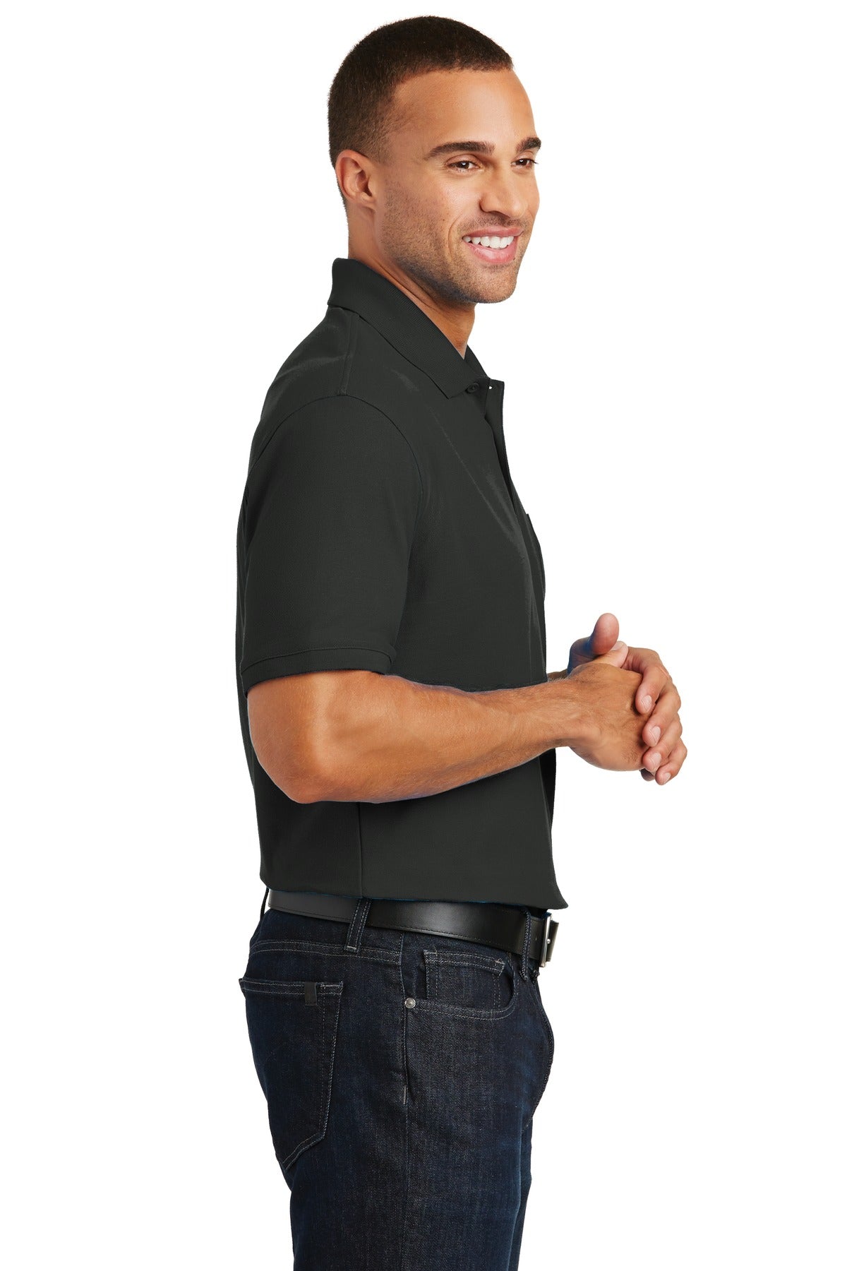 Deep Black Port Authority Core Classic Pique Pocket Polo. K100P