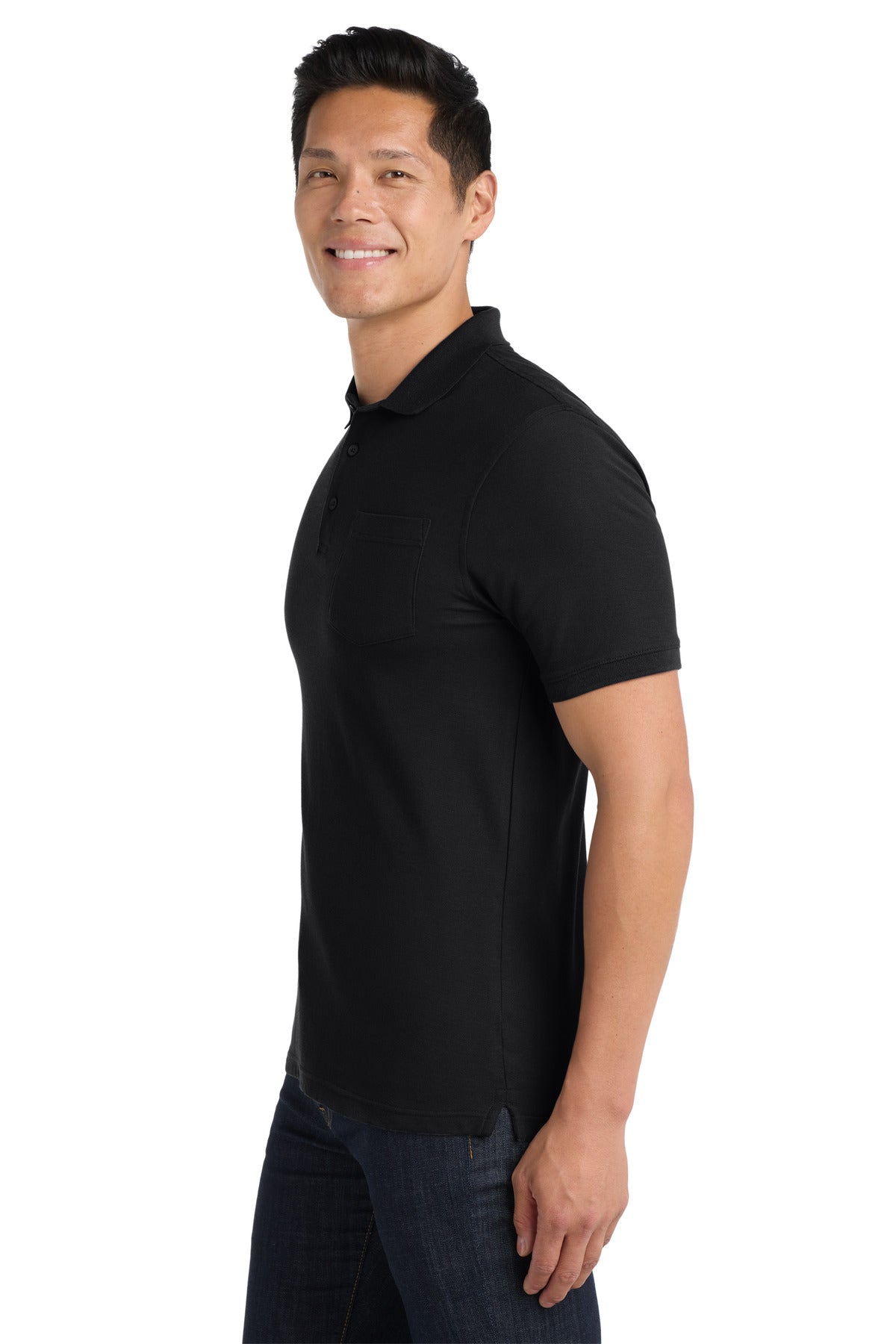 Deep Black Port Authority Core Classic Pique Pocket Polo. K100P