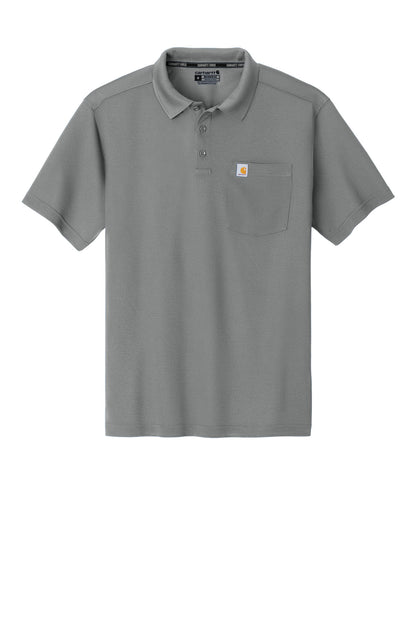 Front View of AsphaltGry Carhartt Force Snag-Resistant Pocket Polo CT106880