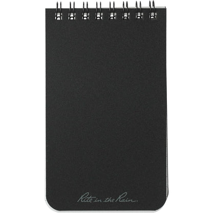 Front View of Black 3” x 5” Rite in the Rain Top Spiral Notebook plain